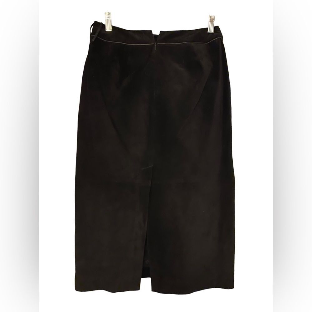 ANN TAYLOR Womens Genuine Leather Black Pencil Skirt- 6 - Picture 3 of 6